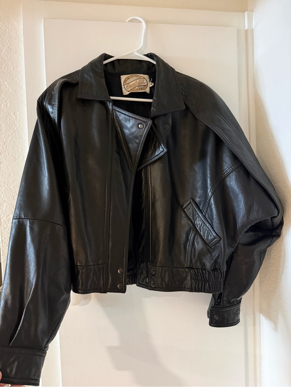Genuine Black Leather Bomber Jacket